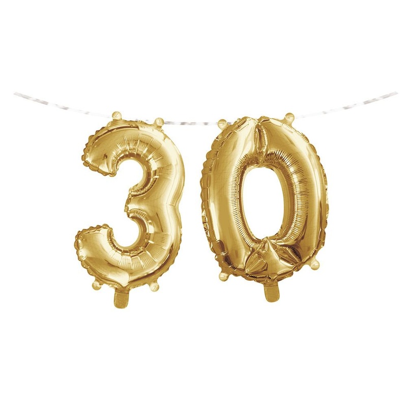 30 Gold Balloon Letters Banner