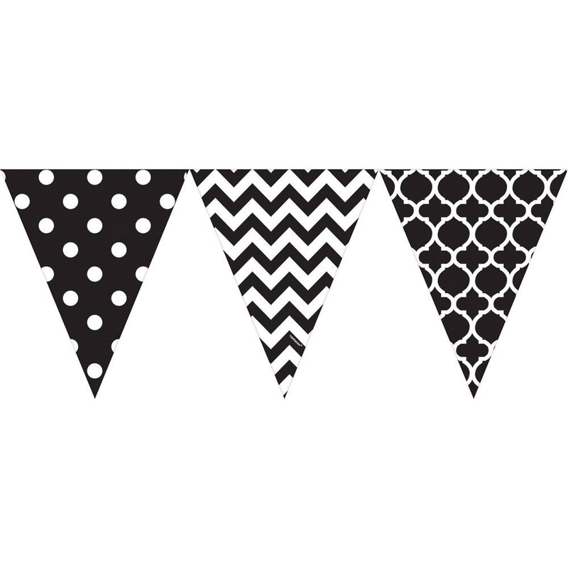 Black Printed 12' Pennant Banner
