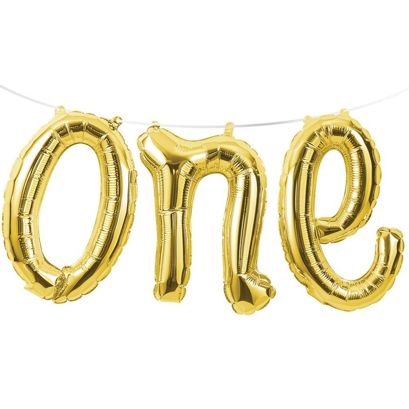 Gold One Balloon Banner