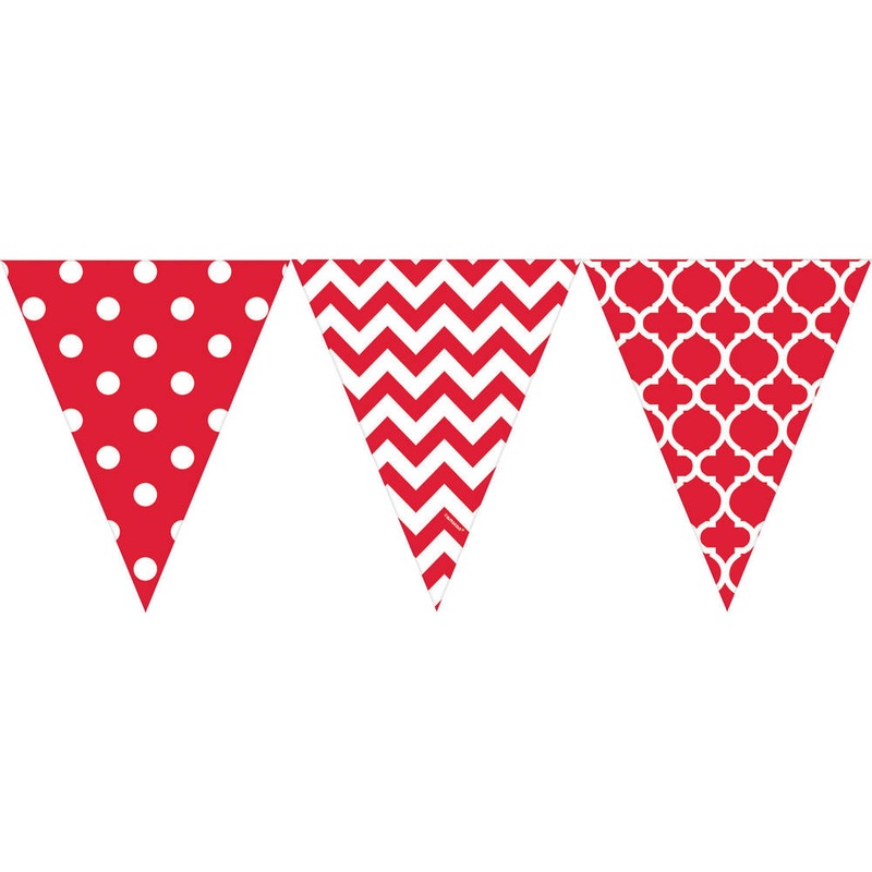 Red Printed 12' Pennant Banner