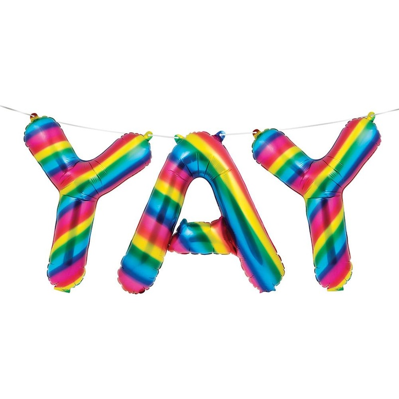 YAY Rainbow Foil Balloon Banner