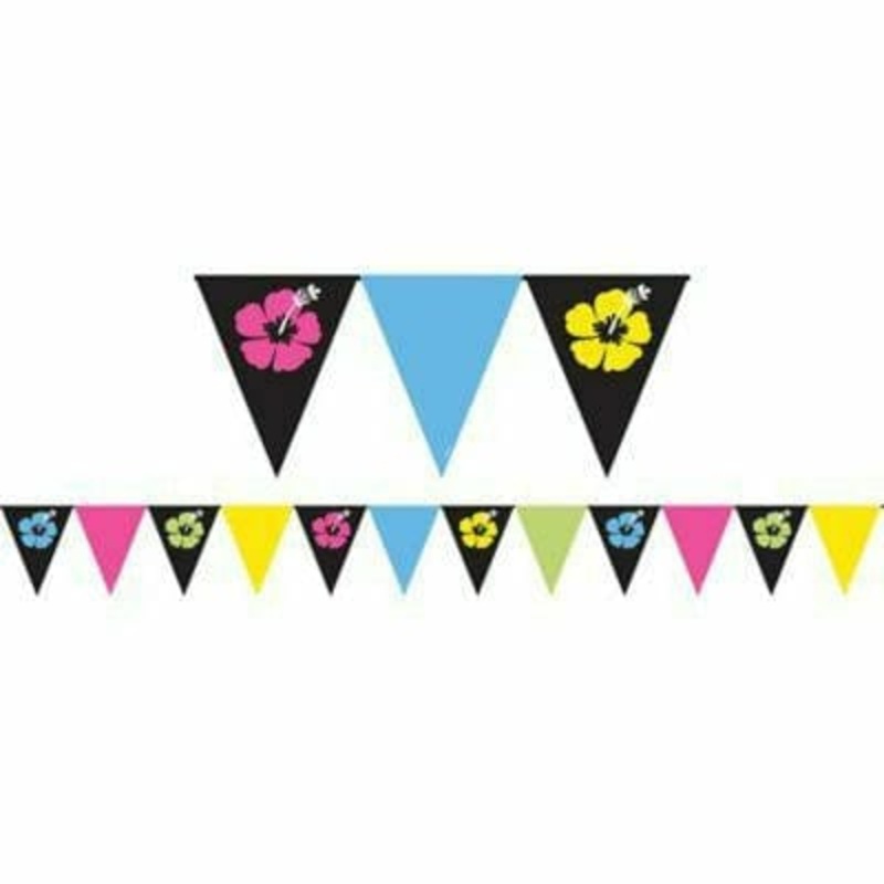 Hibiscus Pennant Banner - Neon