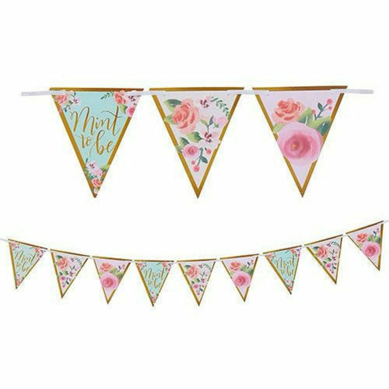Mint to Be Floral Pennant Banner