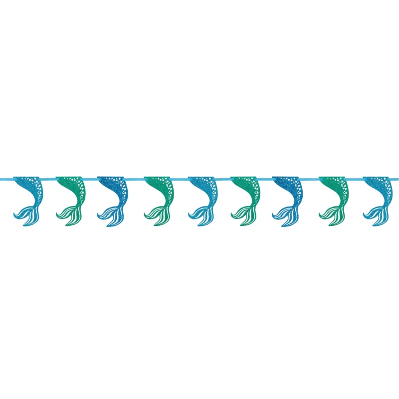 Mermaid Banner with Glitter 7'