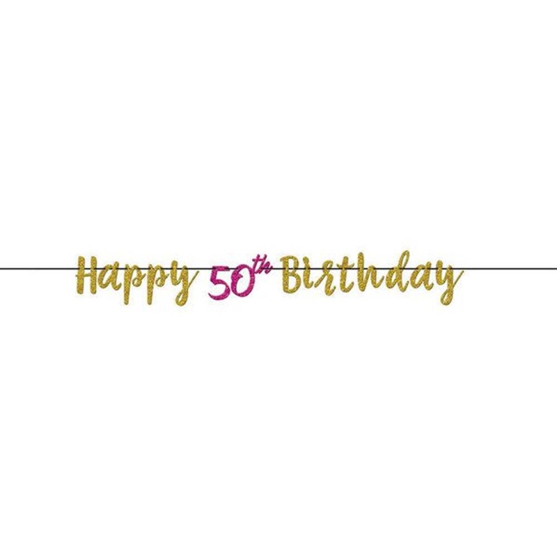Pink-Gold 50 Letter Banner