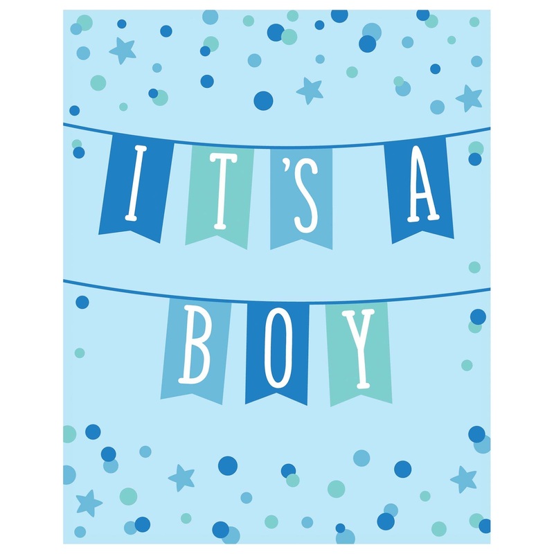 Blue Banner Baby Invitations