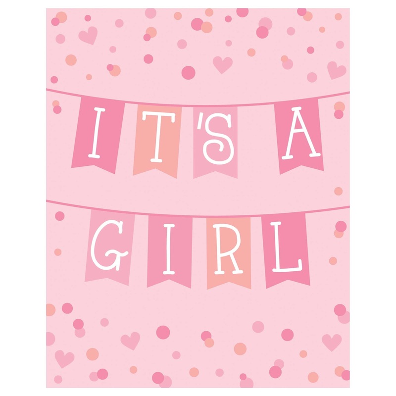 Pink Banner Baby Invitations