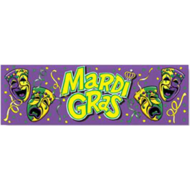 63"X21" Mardi Gras Sign Banner.