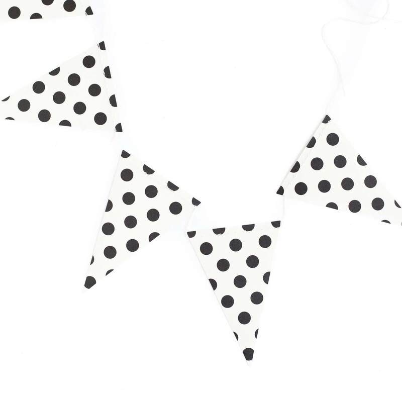 Black & Cream Dot Pennant Banner