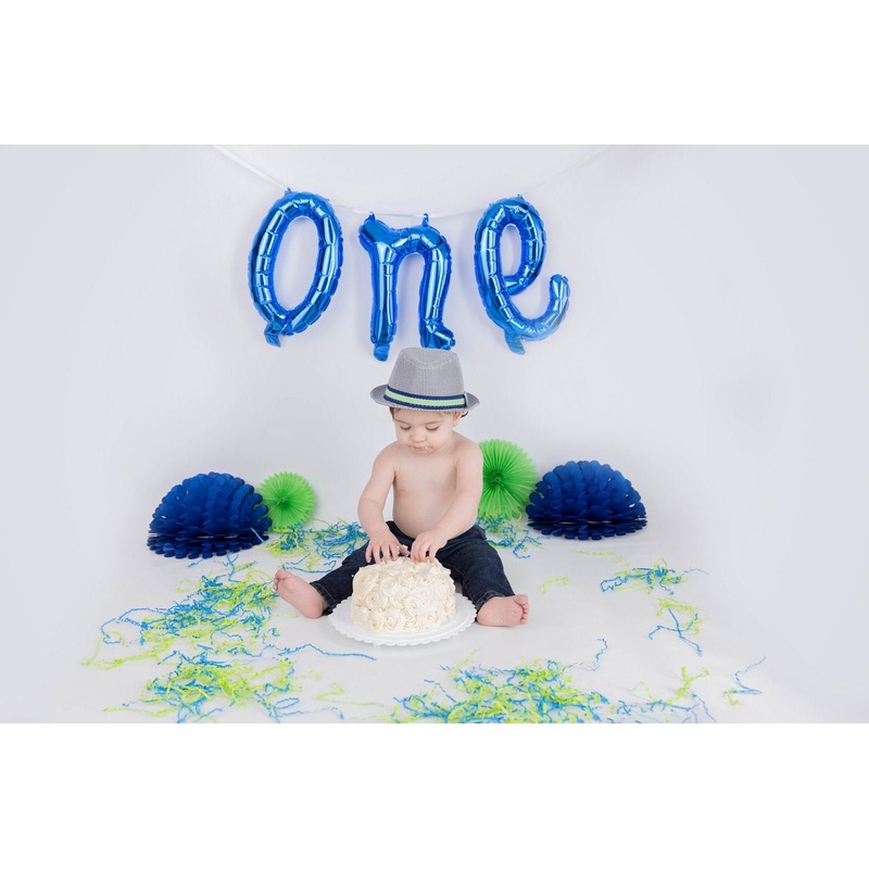 Blue "One" Balloon Banner