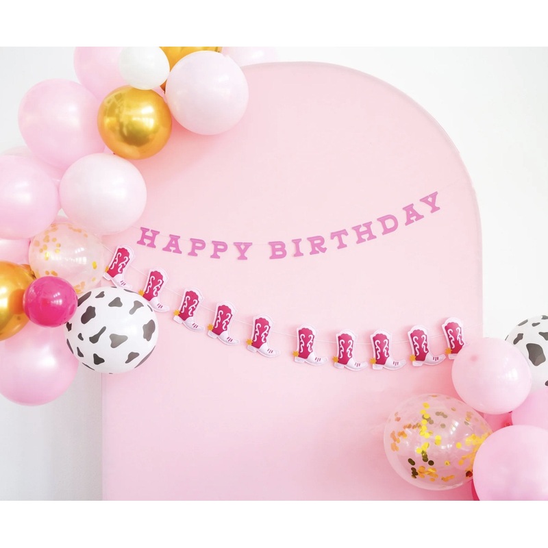 Cowgirl Boot Birthday Banner Set