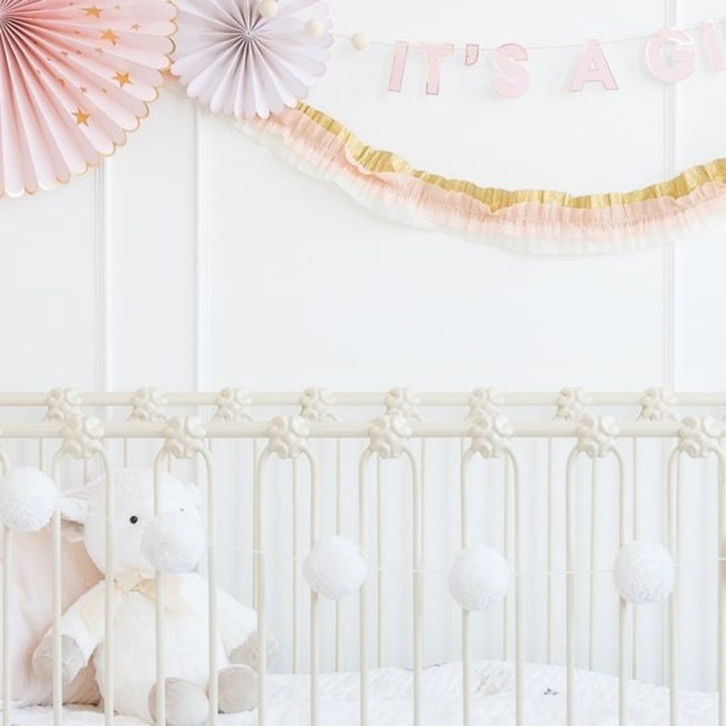 Cream Basic Pom Pom Banner