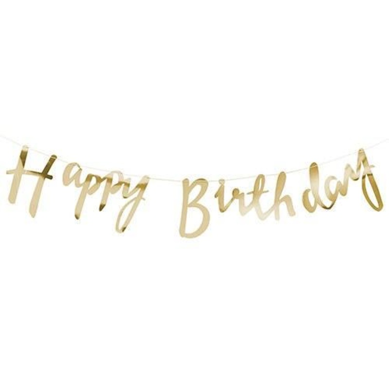 Happy Birthday Banner - Gold