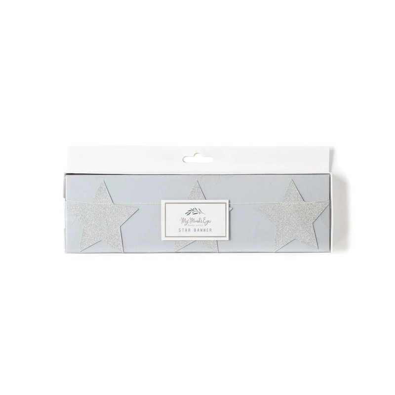 Winter White Star Glitter Banner
