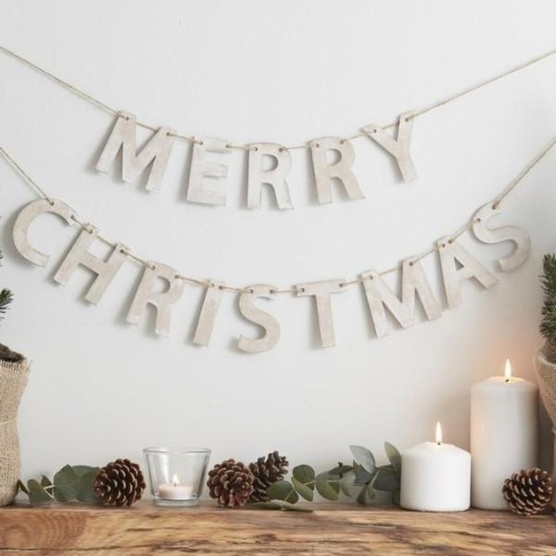 Wooden Merry Christmas Garland
