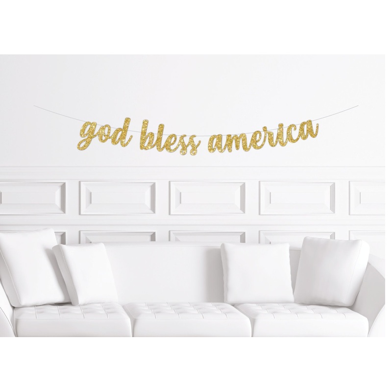 God Bless America Glitter Banner