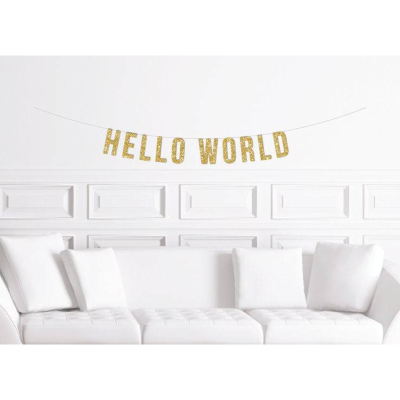 Hello World Baby Shower Banner