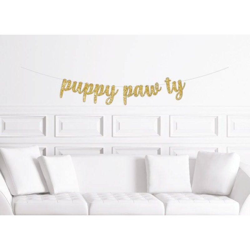 Puppy Pawty Cursive Banner