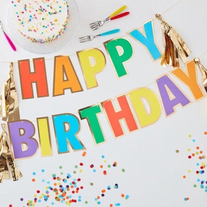 Rainbow Tassel Birthday Banner
