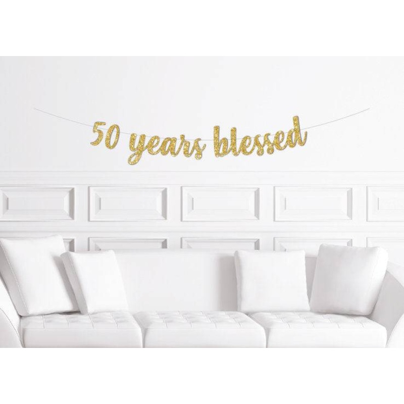 50 Years Blessed Glitter Banner