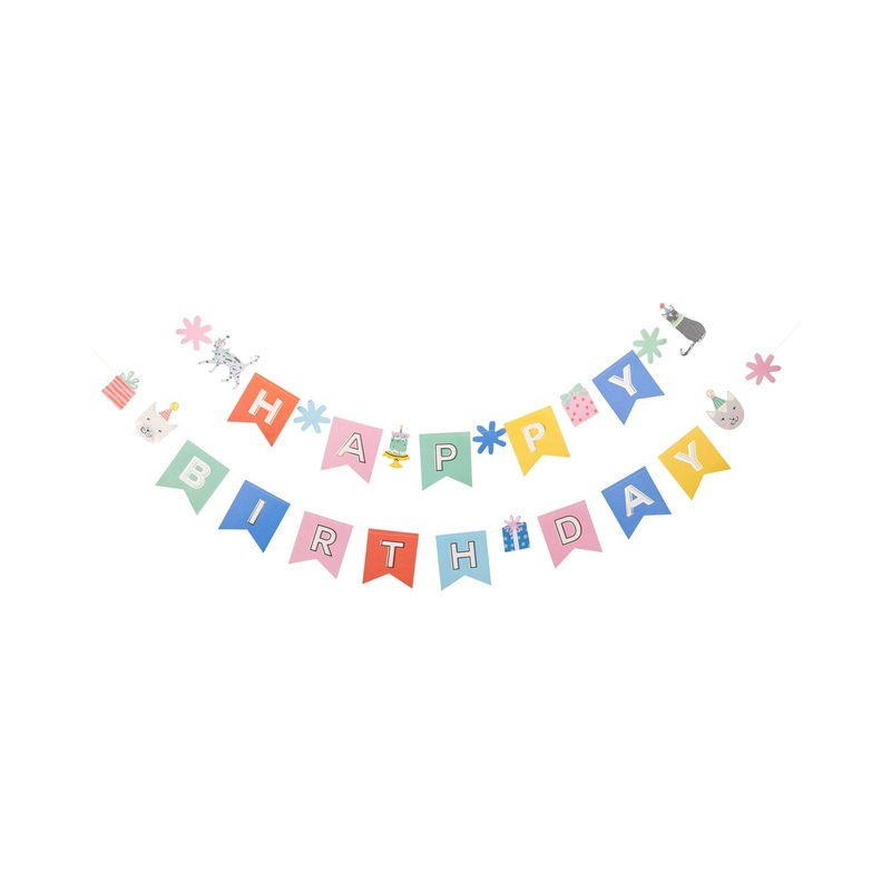 Cat Party Happy Birthday Banner