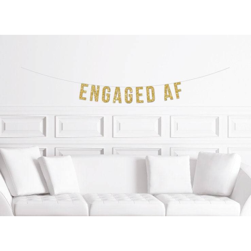 Engaged AF Glitter Banner