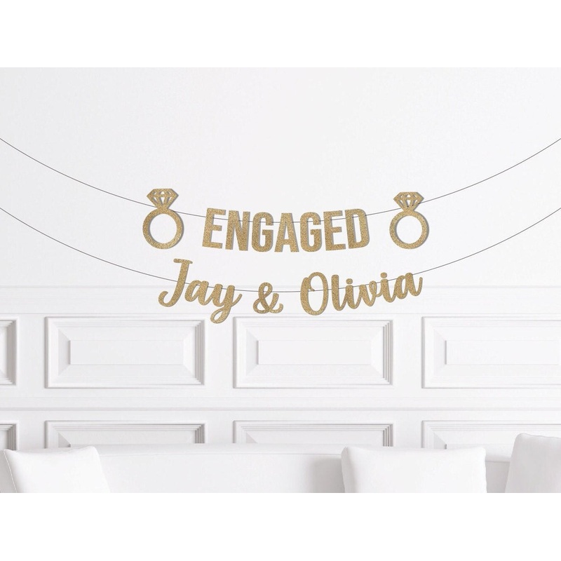 Engaged Glitter Custom Banner