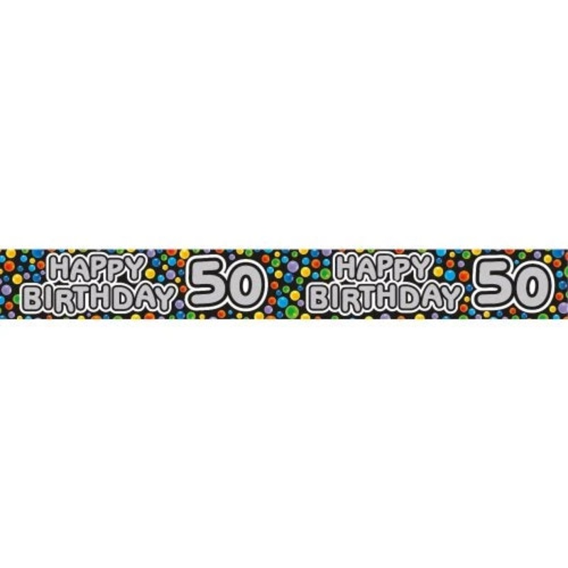 Happy 50th Birthday Black Banner