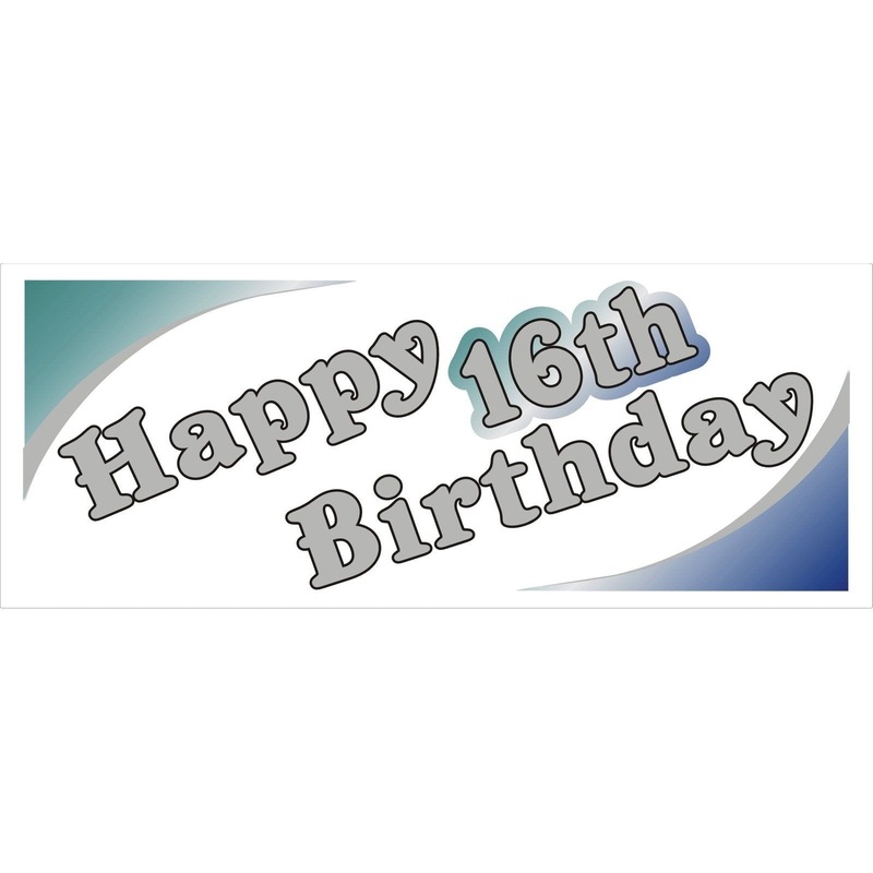 16th Birthday Blue Banner