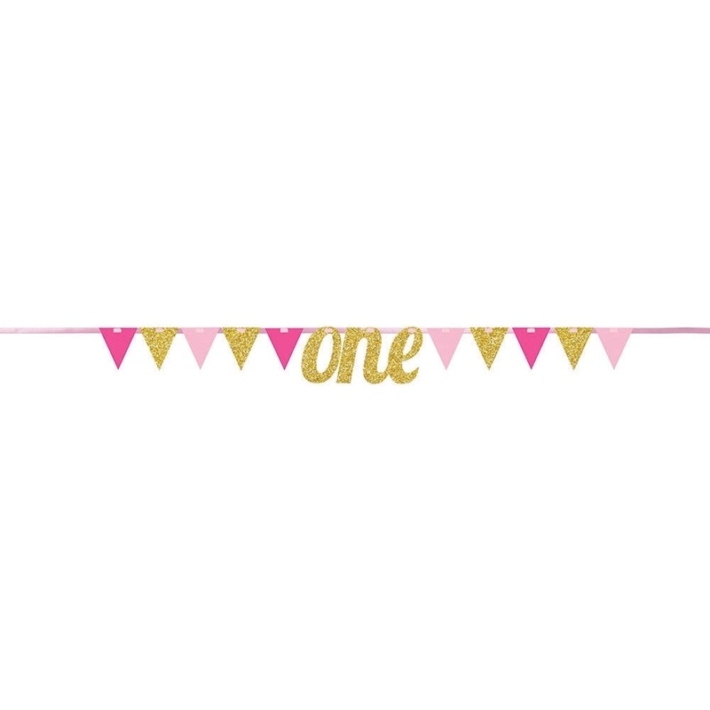 1st Birthday Pink Pennant Banner