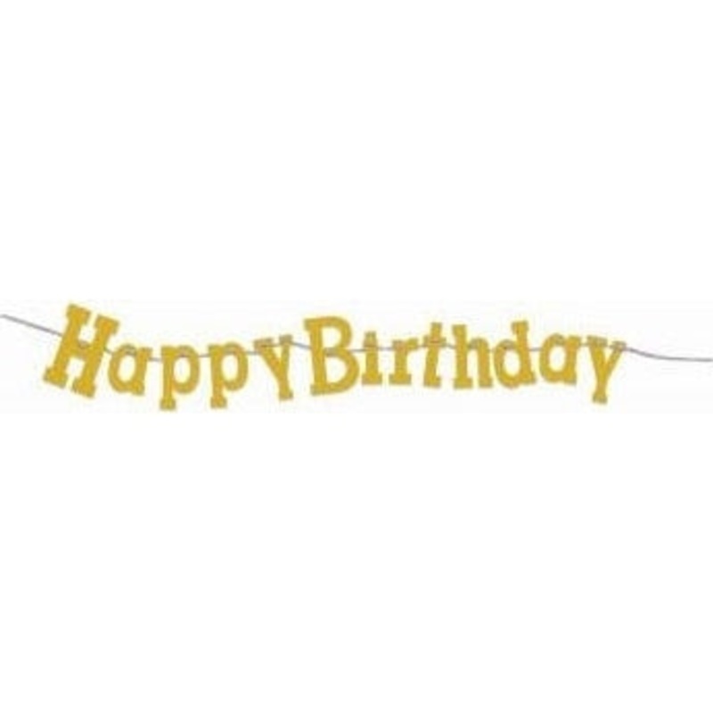 Banner - 4" Happy Birthday Gold