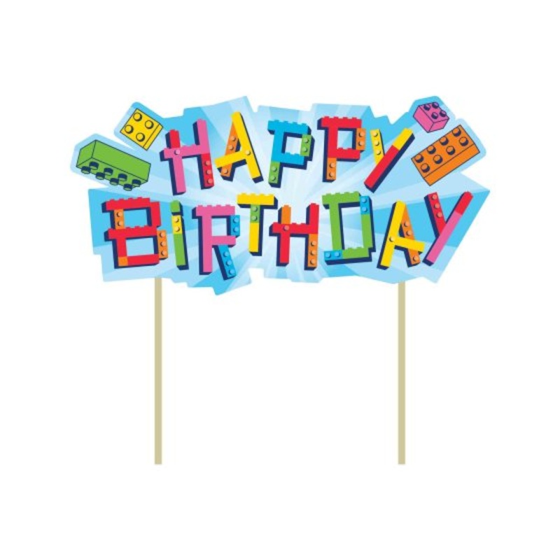 Block Bash Cake Topper Each