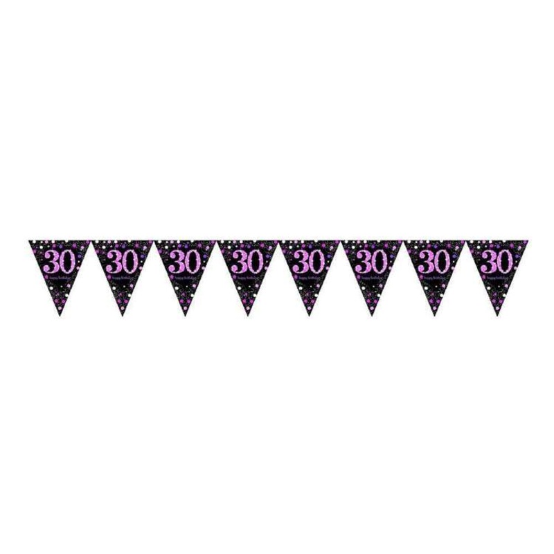 30th Flag Banner Pink & Black