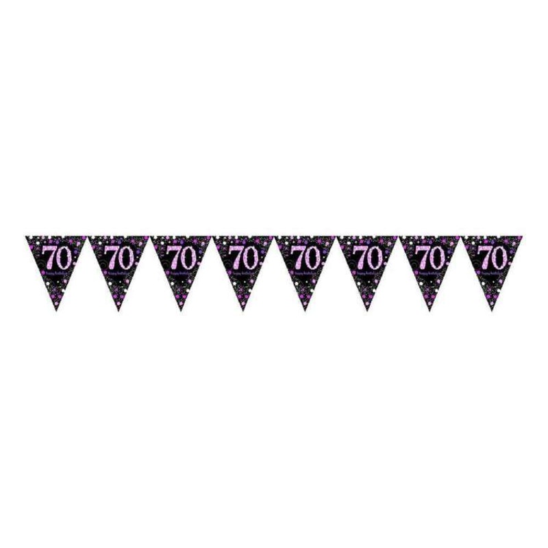 70th Flag Banner Pink & Black