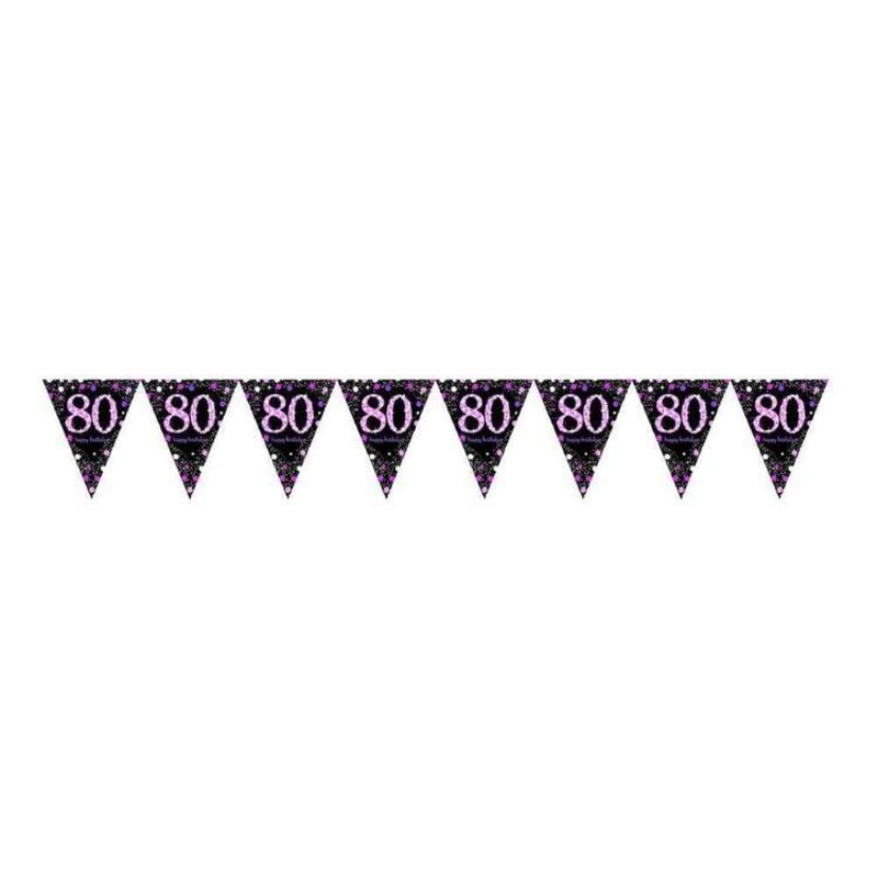 80th Flag Banner Pink & Black