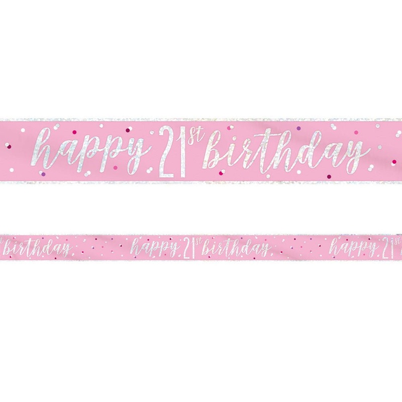 Happy 21st Birthday Banner Pink