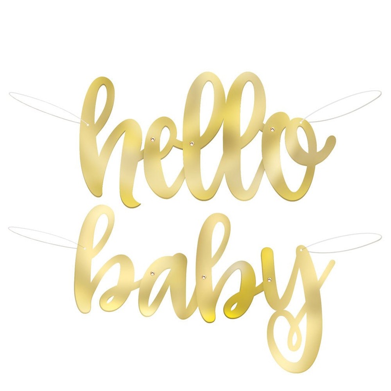 Hello Baby Banner Gold