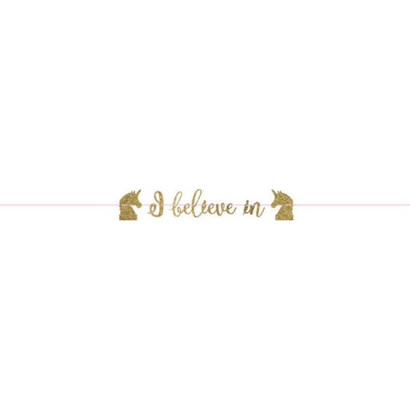 Unicorn Gold Glittered Banner