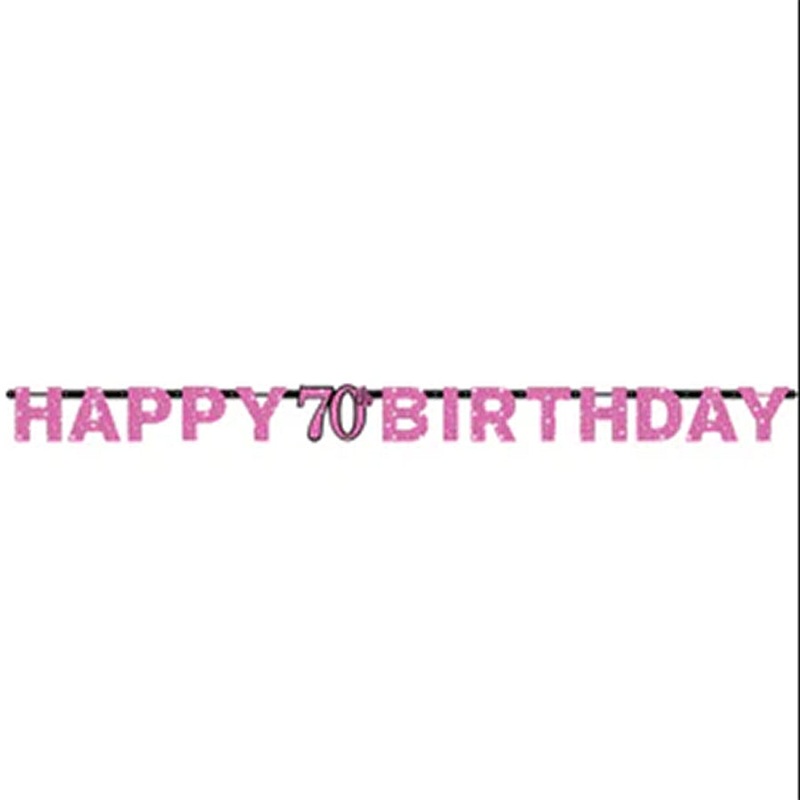 70th birthday letter banner pink