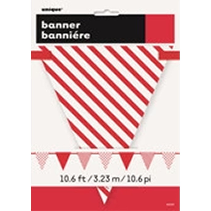 DOT+STRIPE FLAG BANNER- RED