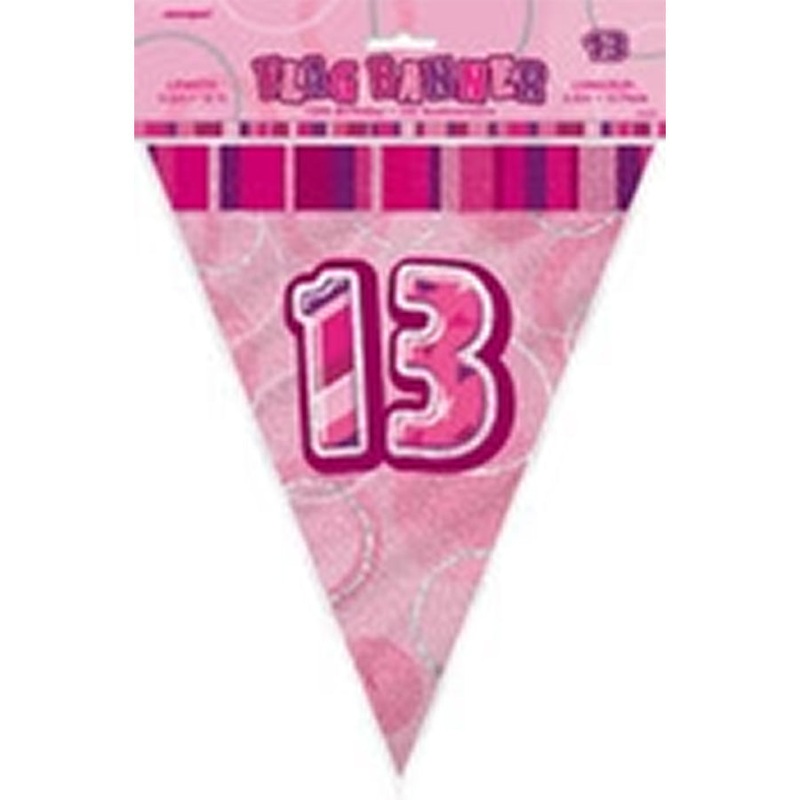 GLITZ PINK FLAG BANNER - 13