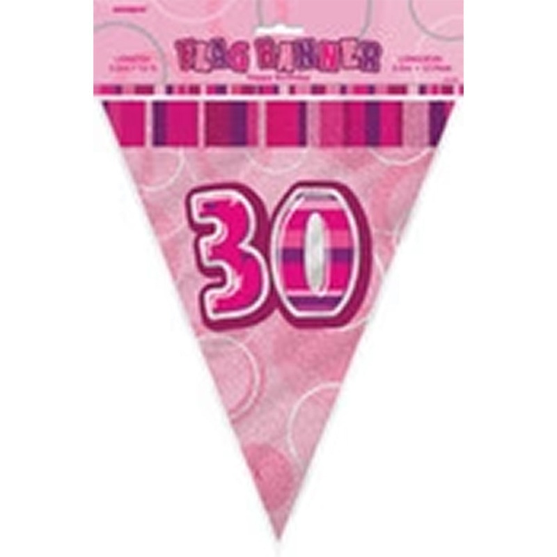 GLITZ PINK FLAG BANNER - 30