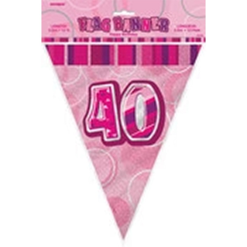 GLITZ PINK FLAG BANNER - 40