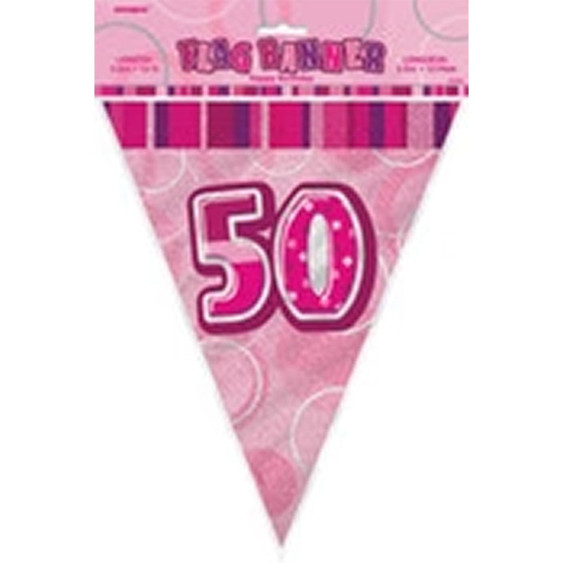 GLITZ PINK FLAG BANNER - 50