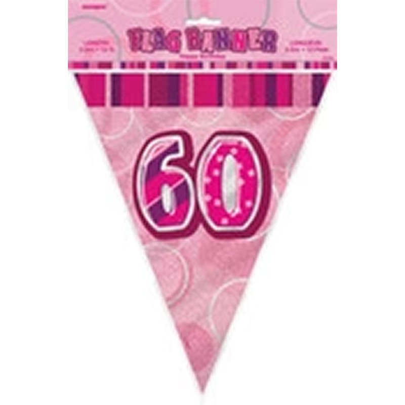 GLITZ PINK FLAG BANNER - 60