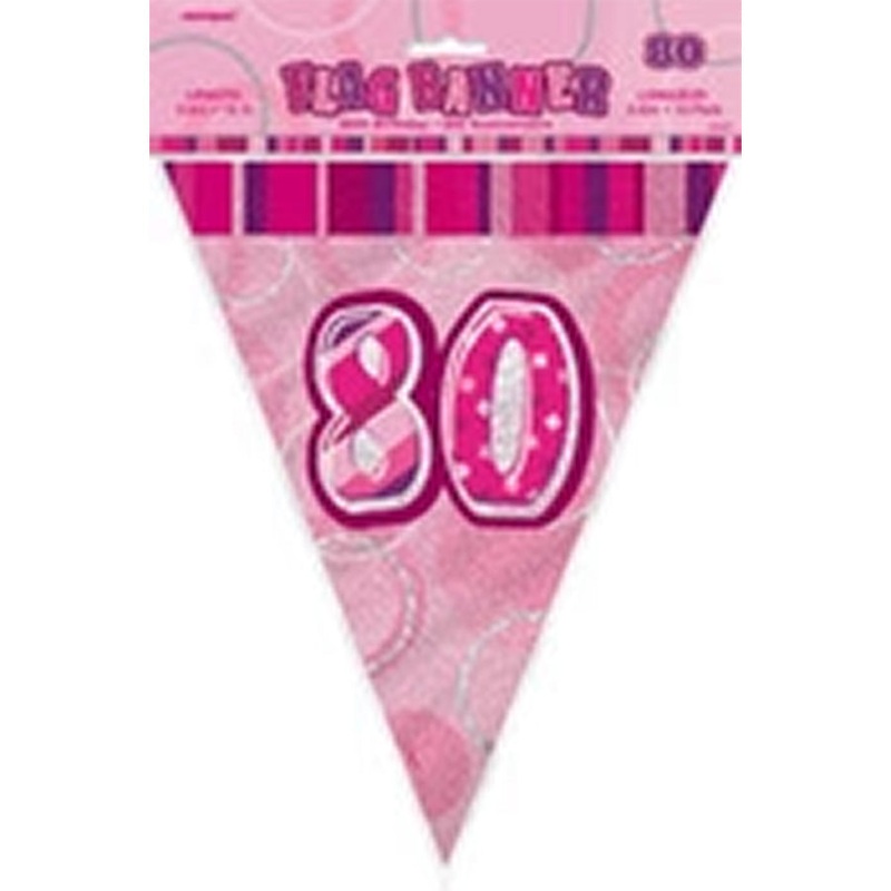 GLITZ PINK FLAG BANNER - 80