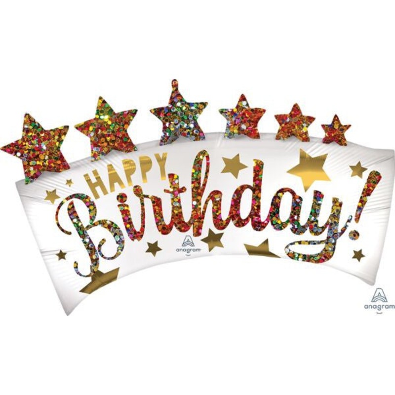 SS XL Satin HBD Glitter Banner
