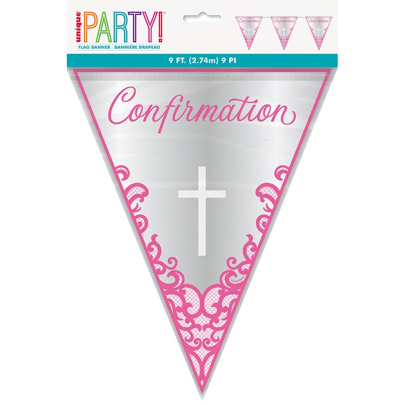 Fancy Pink Cross Flag Banner