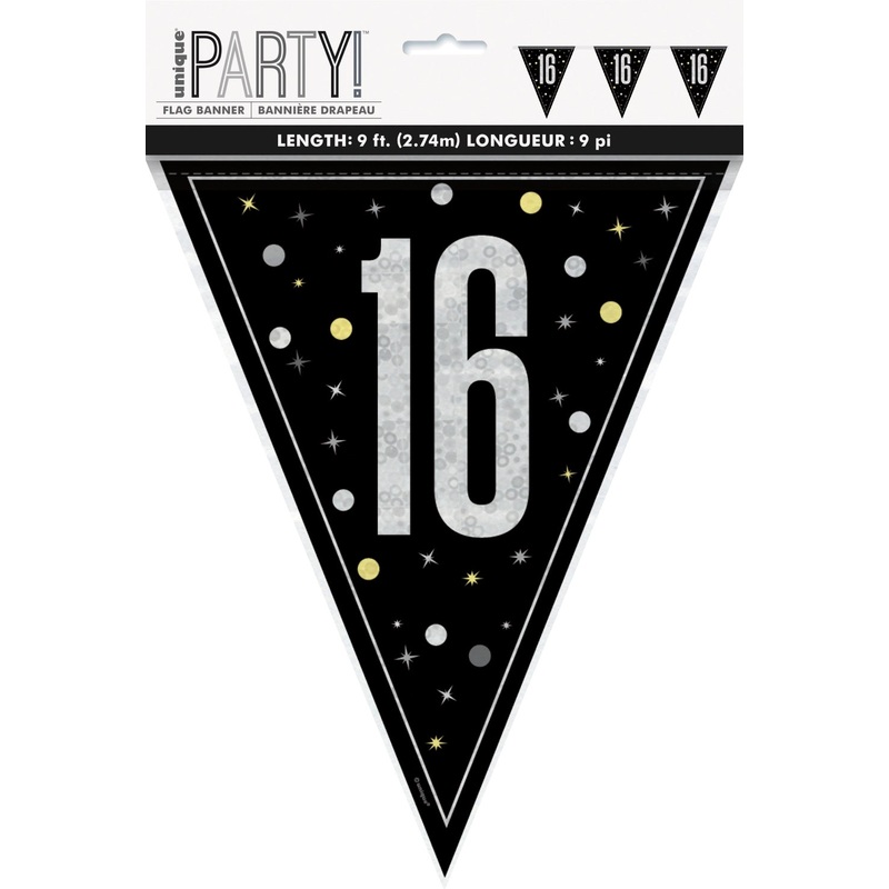Glitz Black Flag Banner 9ft - 16