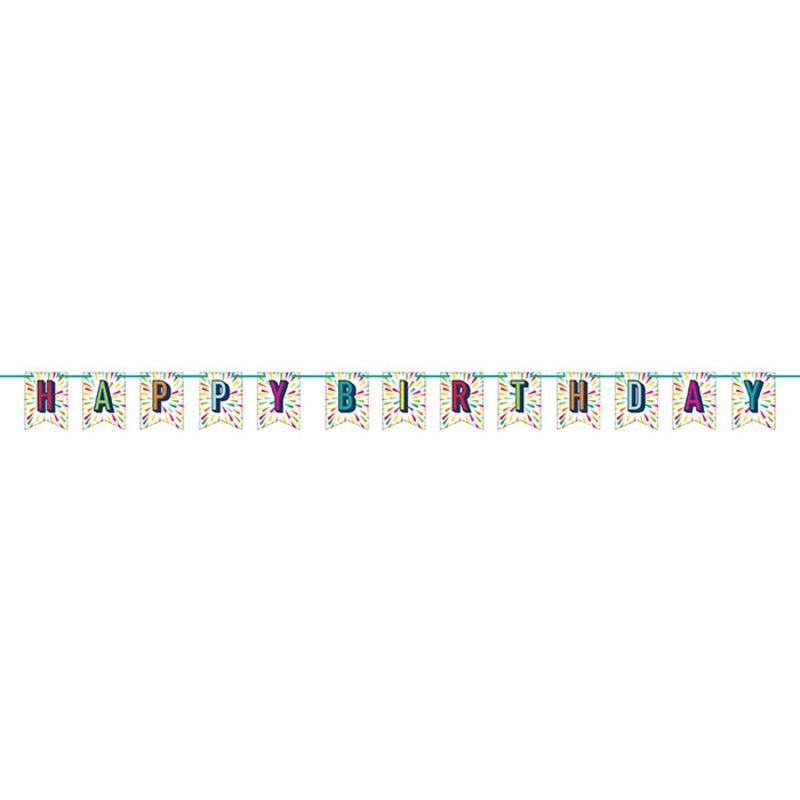 Birthday Burst Banner w/Ribbon
